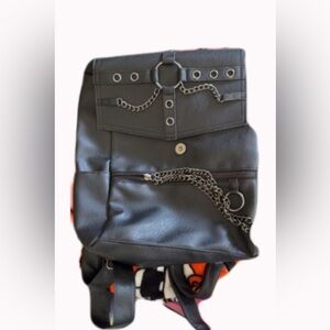 Black Backpack with Chain Details